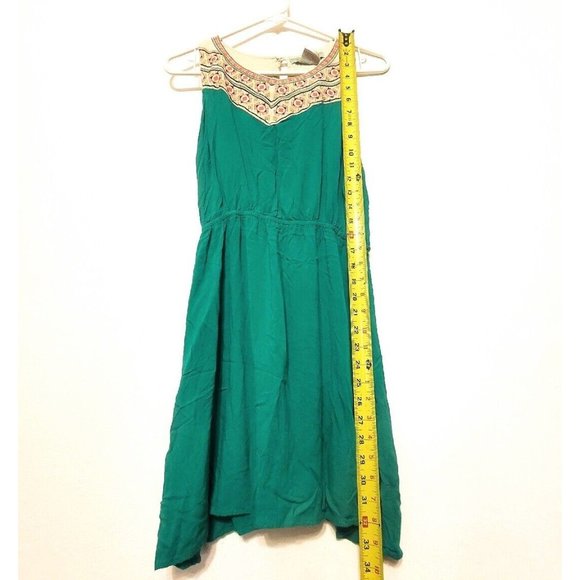 Flying Tomato Green Southwestern Print Dress Size M Embroidered Sleeveless - Picture 6 of 7